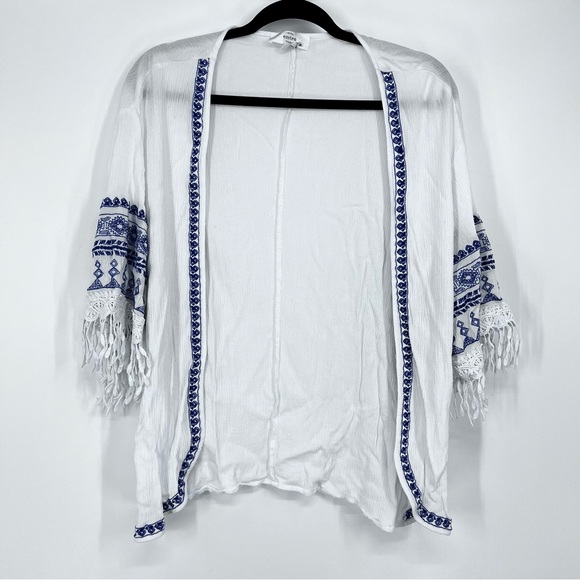 Entro Bohemian open cardigan top embroidered fringe medium/large - Picture 3 of 10